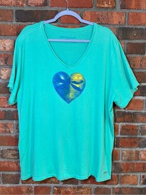 Life is good womens dragonfly heart crusher t-shirt aqua XXXL